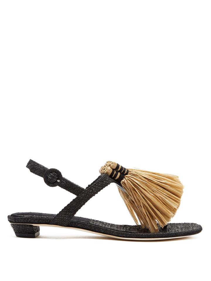 Sanayi 313 Capannina Raffia-embellished T-bar Sandals