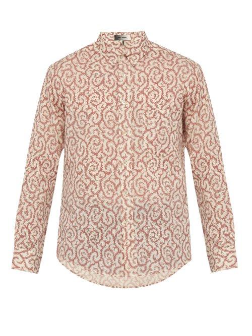 Matchesfashion.com Isabel Marant - Ilako Foliage Print Cotton Shirt - Mens - Pink