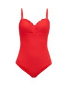 Matchesfashion.com Heidi Klein - Pampellonne Scalloped Wrap Swimsuit - Womens - Red