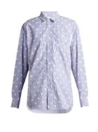 Matchesfashion.com La Fetiche - Nico Polka Dot Printed Striped Cotton Shirt - Womens - Blue White
