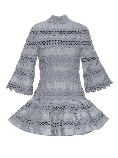 Zimmermann Havoc High-neck Lace-insert Dress