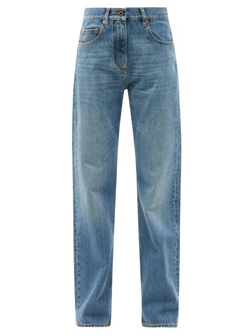Matchesfashion.com Valentino - V-logo High-rise Straight-leg Jeans - Womens - Blue