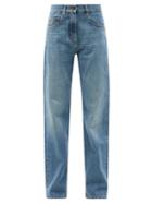 Matchesfashion.com Valentino - V-logo High-rise Straight-leg Jeans - Womens - Blue