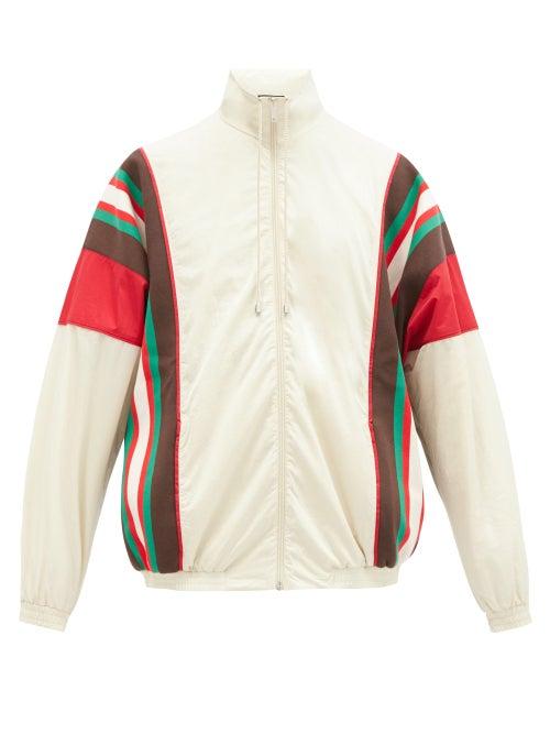Matchesfashion.com Gucci - Gg-patch Crinkle-shell Track Jacket - Mens - White Multi