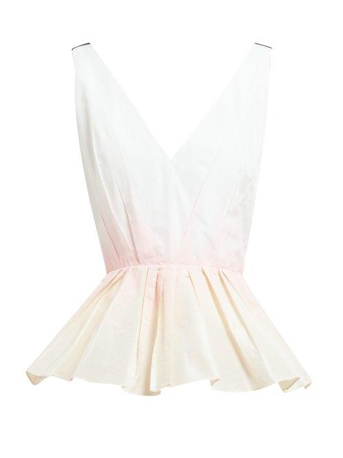 Matchesfashion.com Roksanda - Cela Peplum Hem Taffeta Top - Womens - White Multi