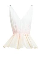 Matchesfashion.com Roksanda - Cela Peplum Hem Taffeta Top - Womens - White Multi