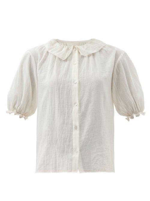 Loup Charmant - Lilo Gathered Organic Cotton-batiste Blouse - Womens - Cream