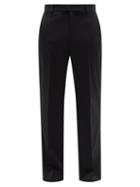 Valentino - Straight-leg Wool-blend Sharkskin Trousers - Mens - Black