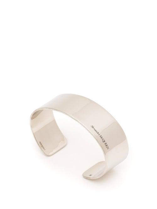 Alexander Mcqueen - Logo-engraved Cuff - Mens - Silver