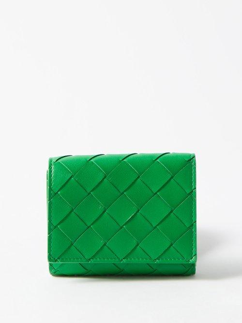 Bottega Veneta - Intrecciato Leather Tri-fold Wallet - Womens - Green