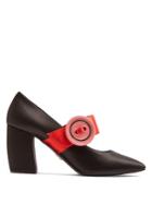 Prada Oversized-button Satin Mary-jane Pumps