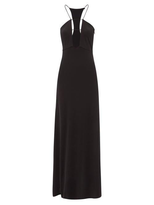 Victoria Beckham - Plunge-neck Racerback Jersey Dress - Womens - Black