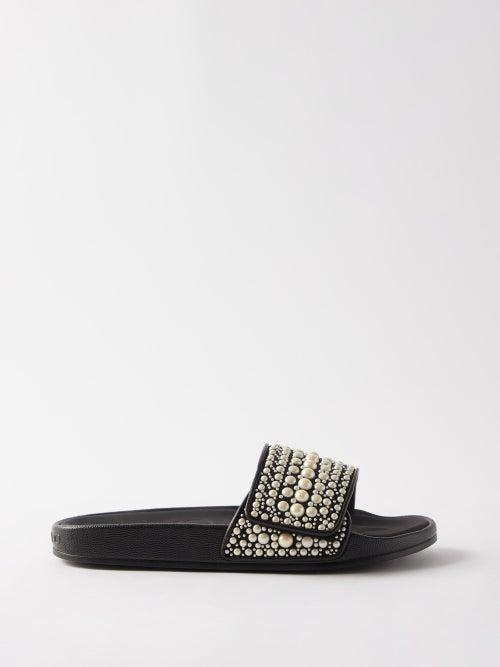 Jimmy Choo - Fitz Pearl-embellished Slides - Womens - Black