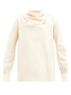 Matchesfashion.com Dodo Bar Or - Bilbi Gathered High-neck Leather Blouse - Womens - Cream