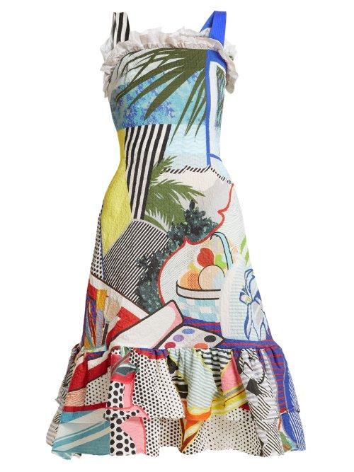 Matchesfashion.com Mary Katrantzou - Kara Pop Art Print Crepe Dress - Womens - Multi