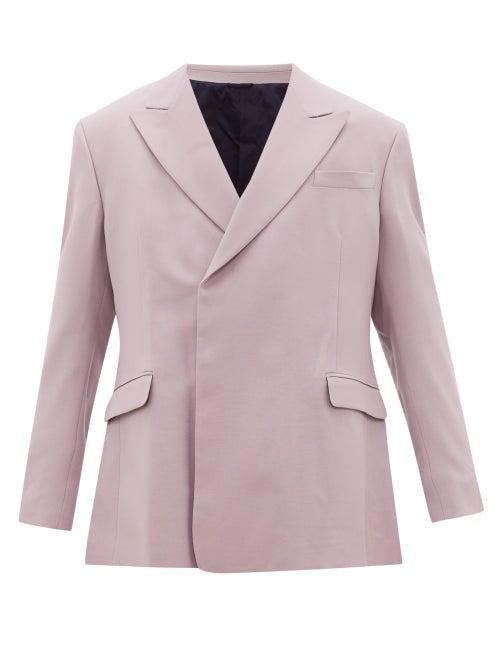 Matchesfashion.com Raf Simons - Double Breasted Wool Twill Blazer - Mens - Light Purple