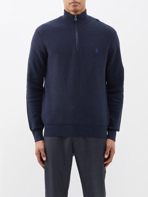 Polo Ralph Lauren - Logo-embroidered Half-zip Cotton-piqu Sweatshirt - Mens - Navy
