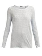 Matchesfashion.com Atm - Burnout Long Sleeved Cotton T Shirt - Womens - Blue