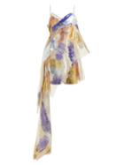 Matchesfashion.com Germanier - Asymmetric Waterfall Tulle And Silicone Mini Dress - Womens - Gold
