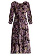 Matchesfashion.com Erdem - Zelena Astaire Print Velvet Gown - Womens - Purple Multi