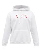 Mens Rtw Valentino - Vltn-logo Jersey Hooded Sweatshirt - Mens - White