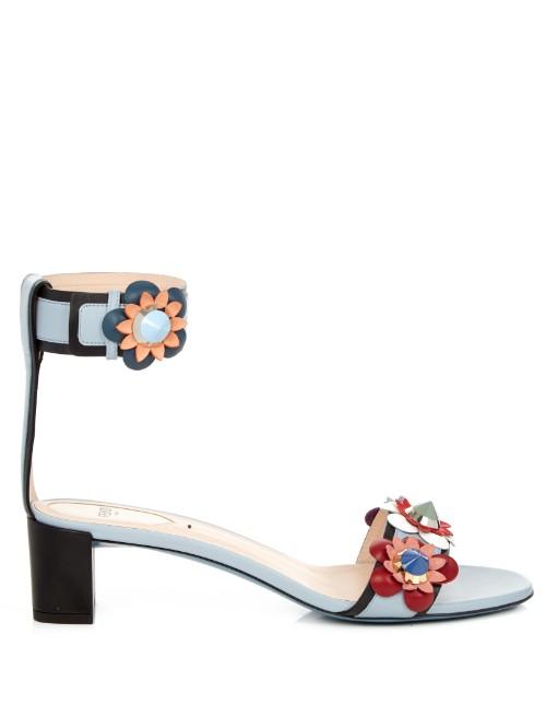 Fendi Flowerland Leather Sandals