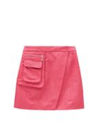 Marine Serre - Asymmetrical Recycled-fibre Moir Mini Skirt - Womens - Pink