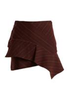 Matchesfashion.com Isabel Marant - Kimura Striped Linen Blend Mini Skirt - Womens - Burgundy