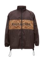 Matchesfashion.com Balenciaga - Logo Print Zip Through Jacket - Mens - Dark Brown