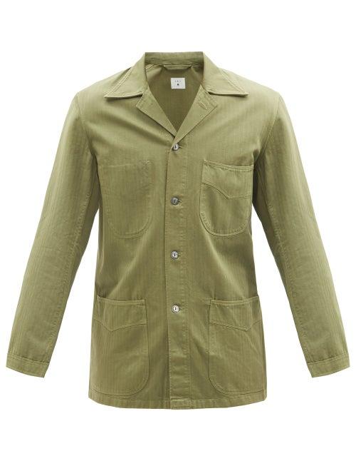 L.e.j - Le Plage Patch-pocket Cotton-herringbone Jacket - Mens - Khaki