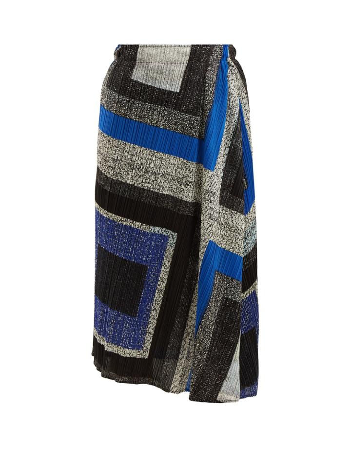 Pleats Please Issey Miyake Union Block-print Pleated Skirt