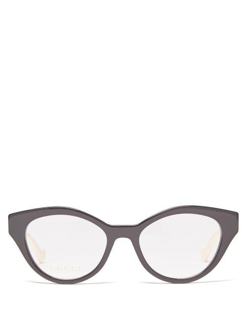 Gucci - Bi-colour Cat-eye Acetate Glasses - Womens - Black/cream