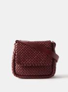 Bottega Veneta - Cobble Intrecciato-leather Shoulder Bag - Womens - Burgundy