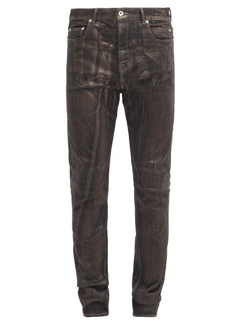Matchesfashion.com Rick Owens Drkshdw - Detroit Metallic-painted Slim-leg Jeans - Mens - Black