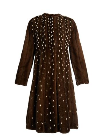 Matchesfashion.com Altuzarra - Belloza Faux Pearl Embellished Mink Fur Coat - Womens - Dark Brown