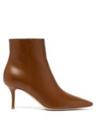 Matchesfashion.com Gianvito Rossi - Point-toe 70 Leather Ankle Boots - Womens - Tan