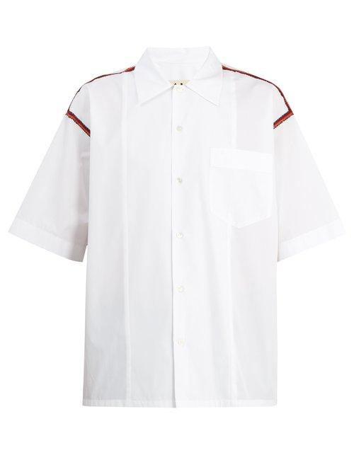 Matchesfashion.com Marni - Knit Detail Cotton Shirt - Mens - White Multi