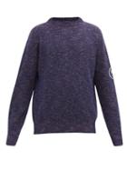 Matchesfashion.com Eye/loewe/nature - Logo-embroidered Cotton-blend Sweater - Mens - Navy