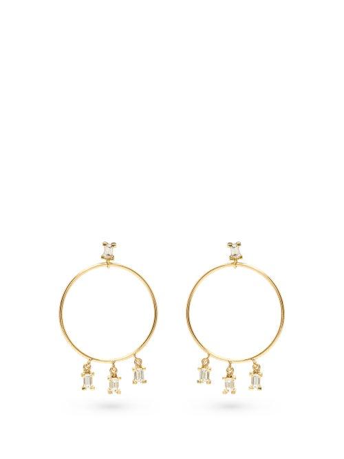 Matchesfashion.com Ileana Makri - Baguette Diamond & 18kt Gold Hoop Earrings - Womens - Yellow Gold