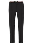 Valentino Slim-leg Striped-waist Wool-blend Trousers