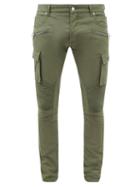 Balmain - Logo-print Slim-leg Denim Cargo Trousers - Mens - Green