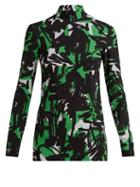 Matchesfashion.com Burberry - Graffiti Print High Neck Top - Womens - Green Multi