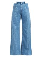 Matchesfashion.com Maison Margiela - Wide Leg Cut Out Waist Jeans - Womens - Denim