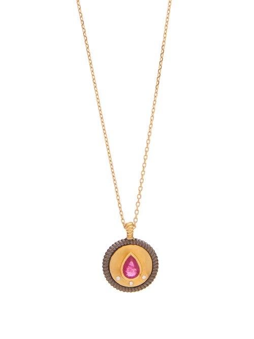 Matchesfashion.com Mukhi Sisters - No Guts No Glory Ruby & 18kt Gold Necklace - Womens - Red Gold