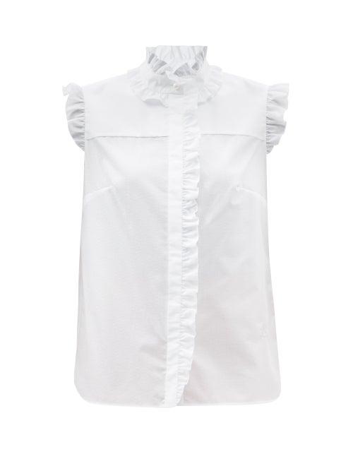 Erdem - The Romantic Ruffled Cotton-poplin Top - Womens - White