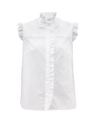 Erdem - The Romantic Ruffled Cotton-poplin Top - Womens - White