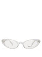Matchesfashion.com Miu Miu - Glitter Cat Eye Acetate Glasses - Womens - Clear