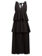 Matchesfashion.com Rhode Resort - Leela Tiered Fil Coup Cotton Maxi Dress - Womens - Black