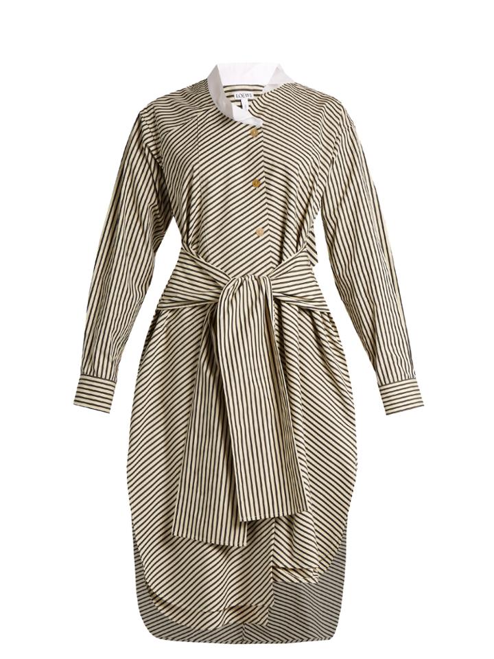 Loewe Asymmetric Striped Cotton Shirtdress