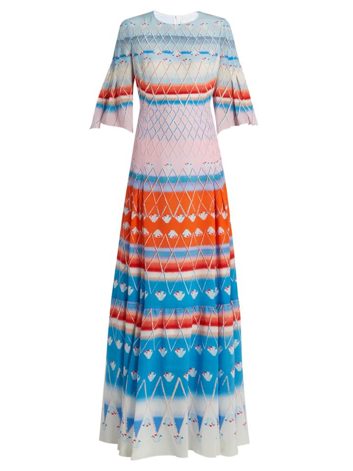 Peter Pilotto Multi-print Silk Pleated Maxi Dress